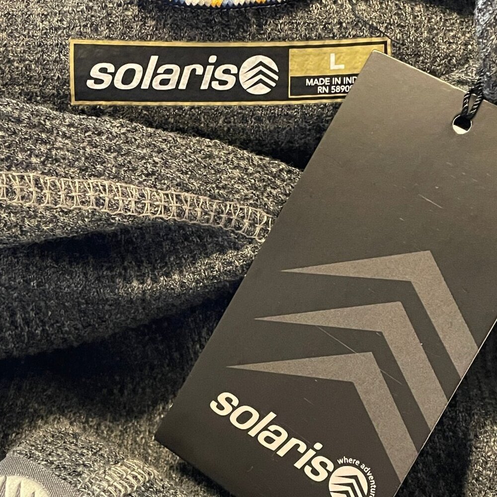 NWT Solaris Men's Waffle Knit Thermal Hoodie in Gray Sz. L - Picture 4 of 4